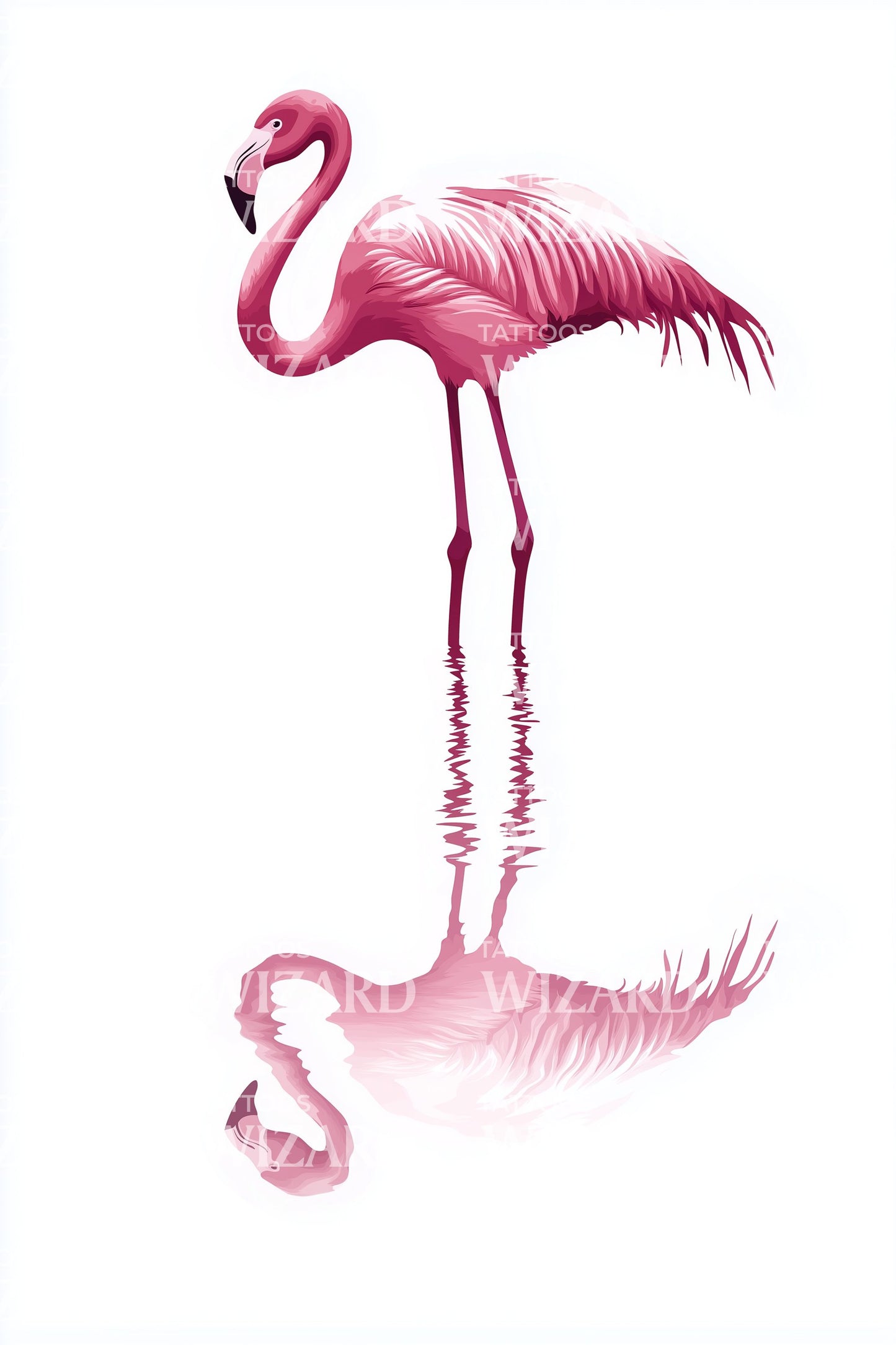 Pink Flamingo Reflection Tattoo Design