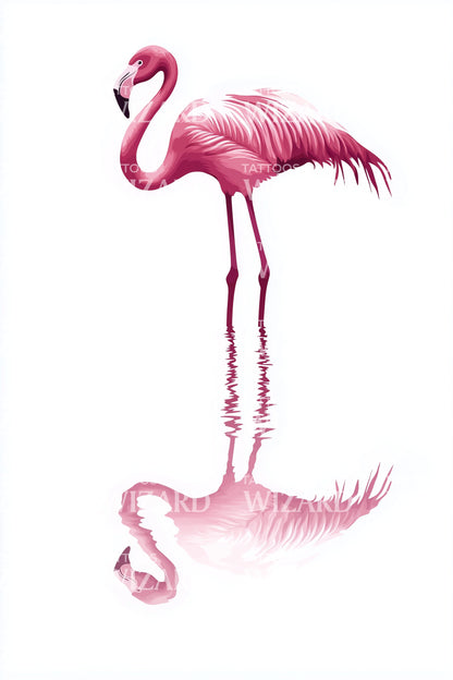 Pink Flamingo Reflection Tattoo Design