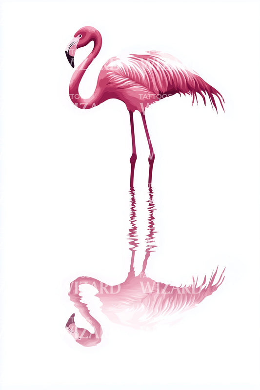 Pink Flamingo Reflection Tattoo Design