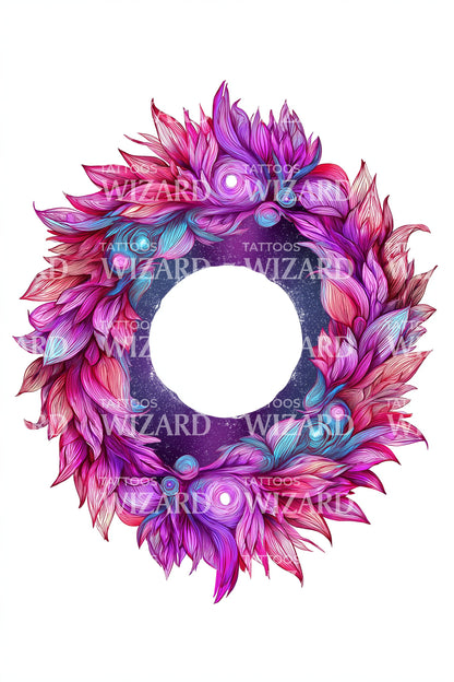 Pink Floral Wreath Tattoo Design