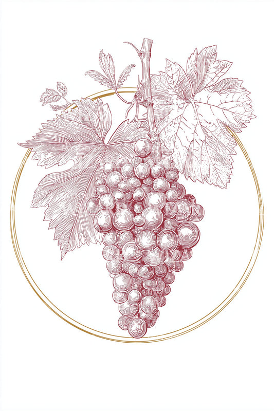 Pink Grape Medallion Tattoo Illustration