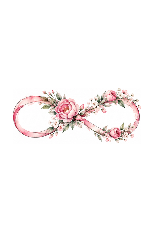 Pink Infinity Ribbon with Roses Tattoo Design