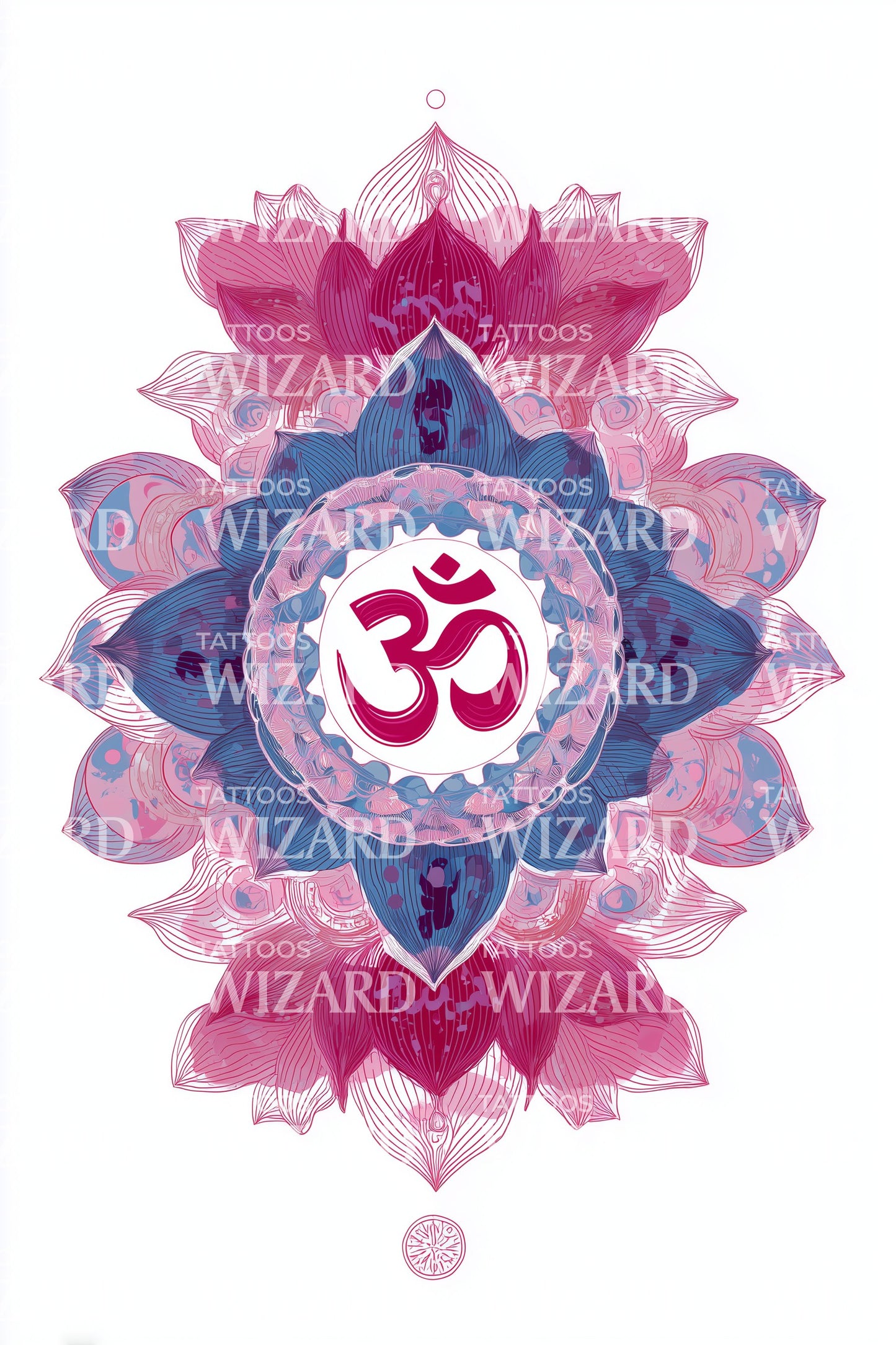 Ilustração de Tatuagem de Flor Mandala Om Rosa