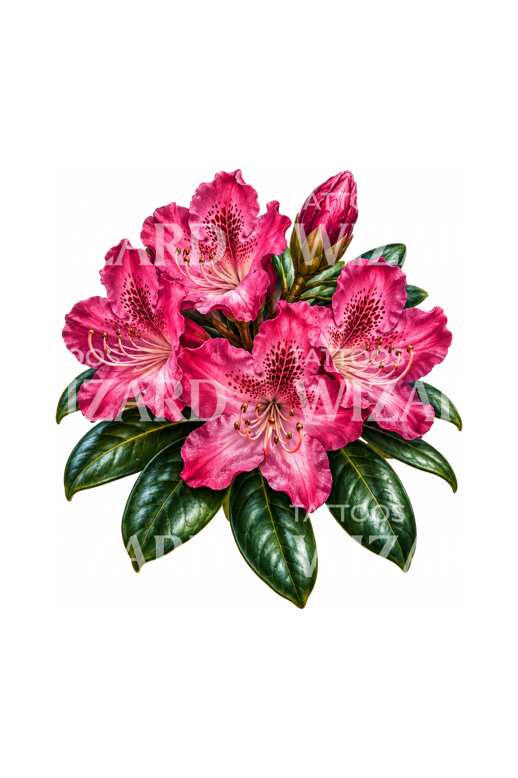 Tattoo-Design einer rosa Rhododendronblüte