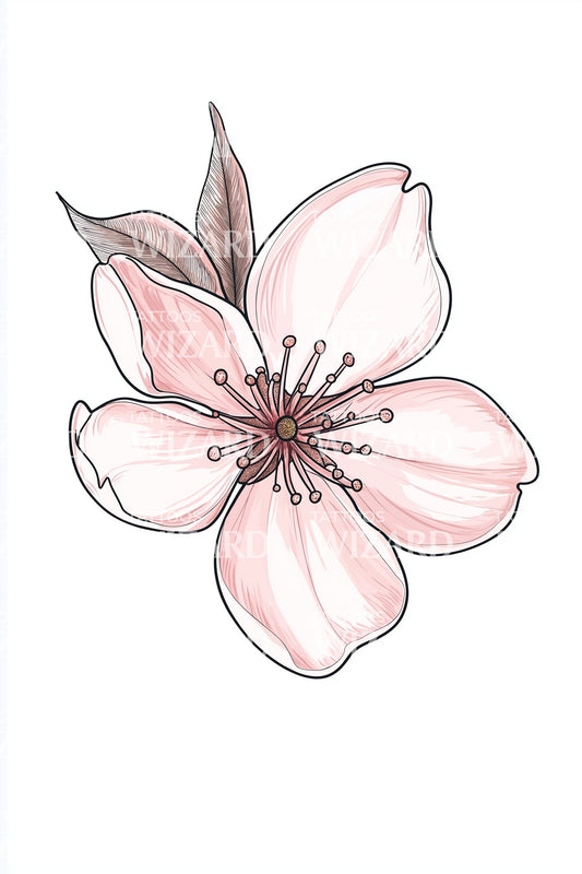 Desenho de Tatuagem Flor de Cerejeira Rosa