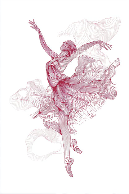 Pink Watercolor Ballerina Tattoo Design