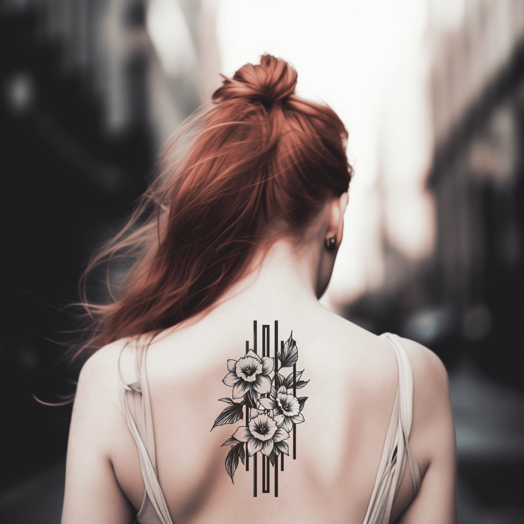 Pinstripe Hibiscus Cluster Tattoo Design