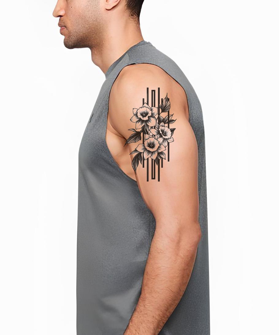 Pinstripe Hibiscus Cluster Tattoo Design
