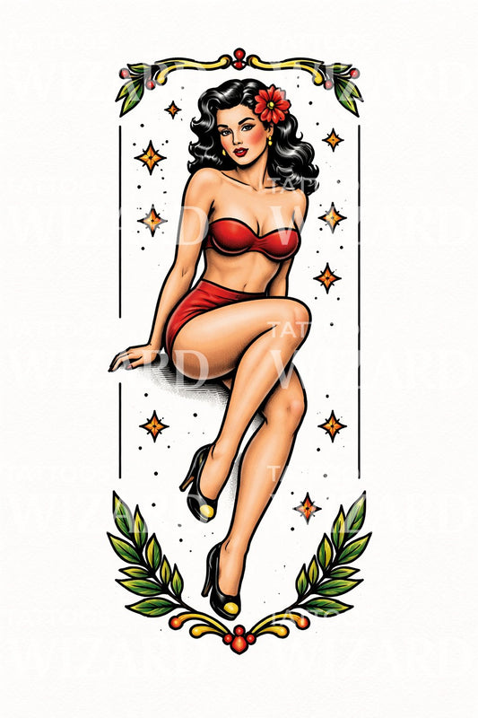 Pinup Girl Tattoo Illustration