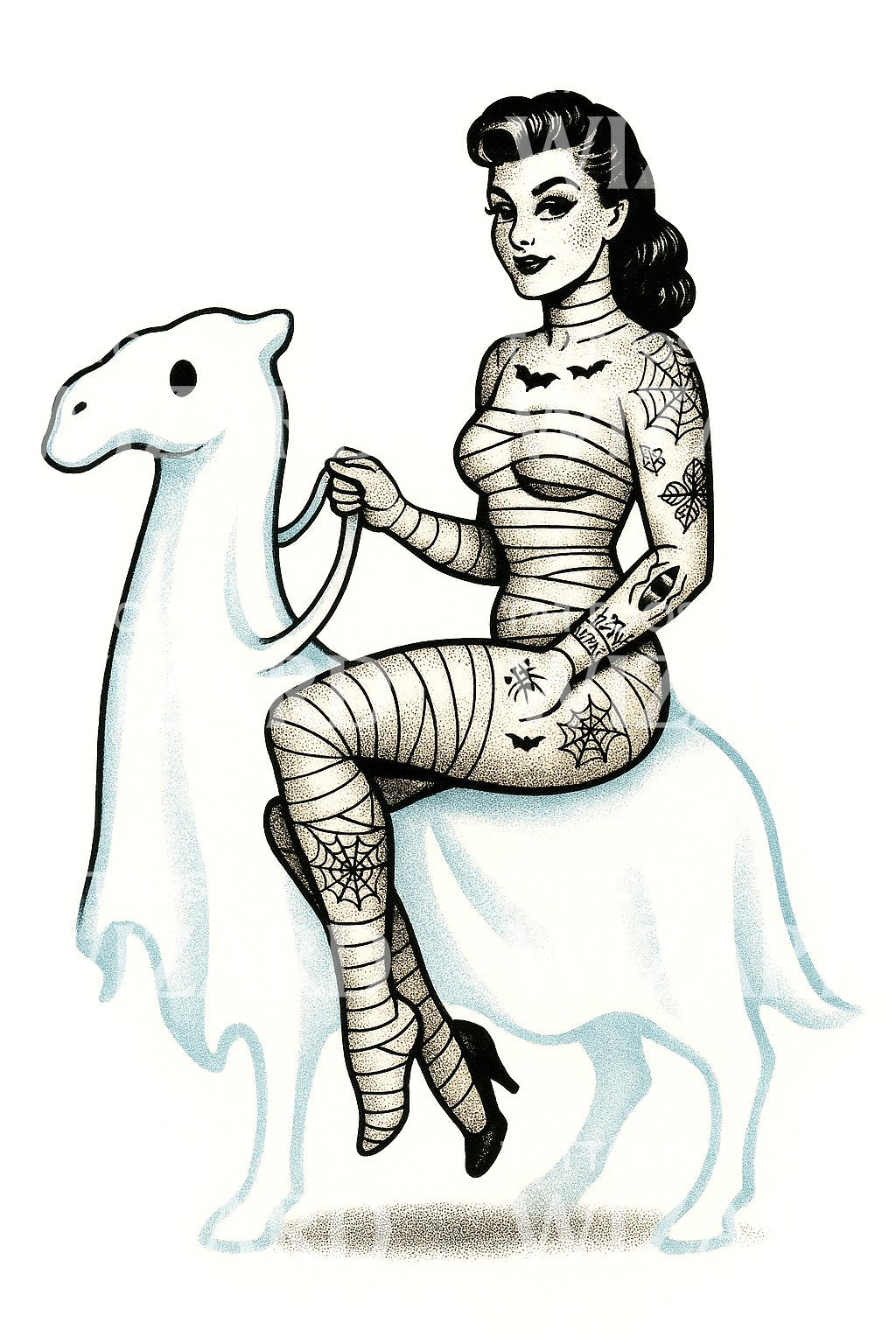 Pinup Mummy Rider Tattoo Design