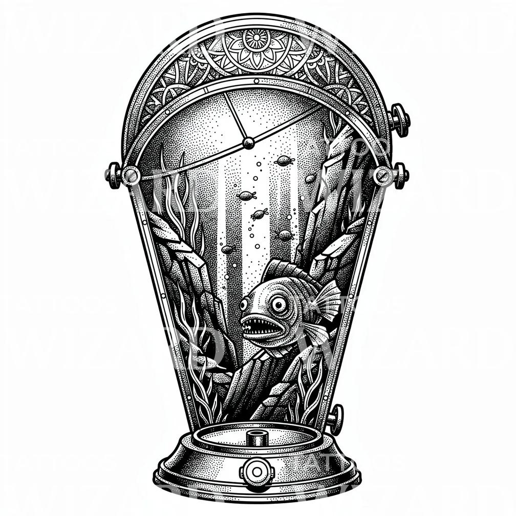 Piranha Aquarium Tattoo Design