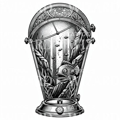 Piranha Aquarium Tattoo Design
