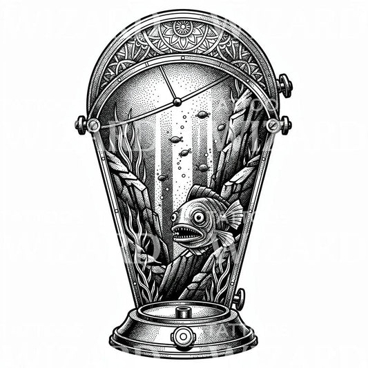 Piranha Aquarium Tattoo Design
