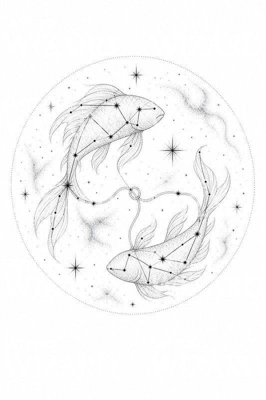 Desain Tato Ikan Konstelasi Pisces