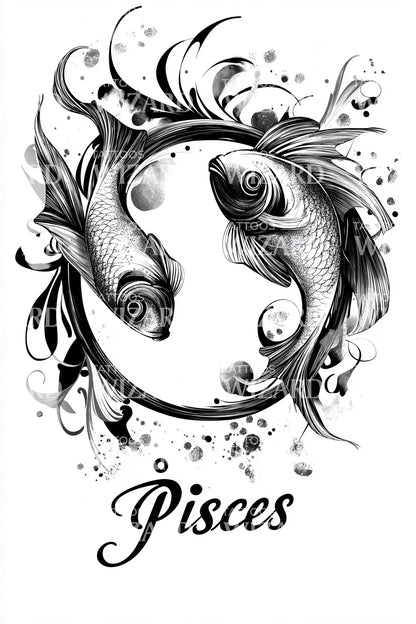 Pisces Twin Fish Tattoo Design