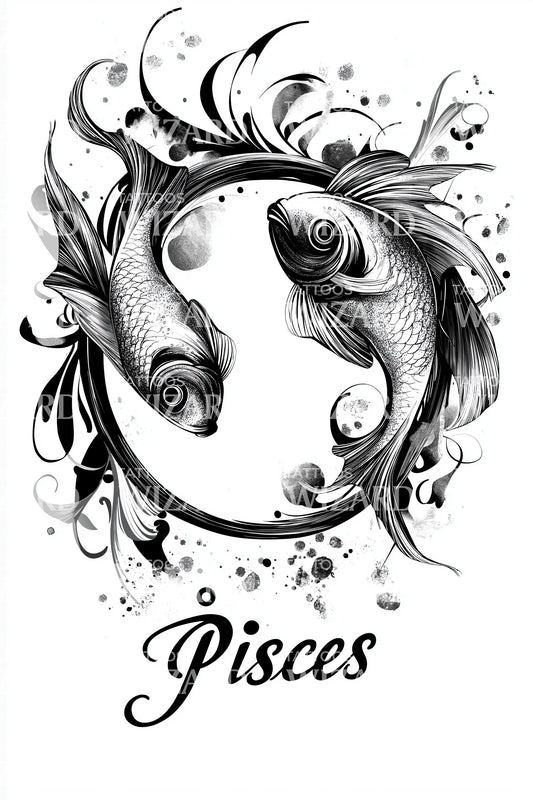 Pisces Twin Fish Tattoo Design