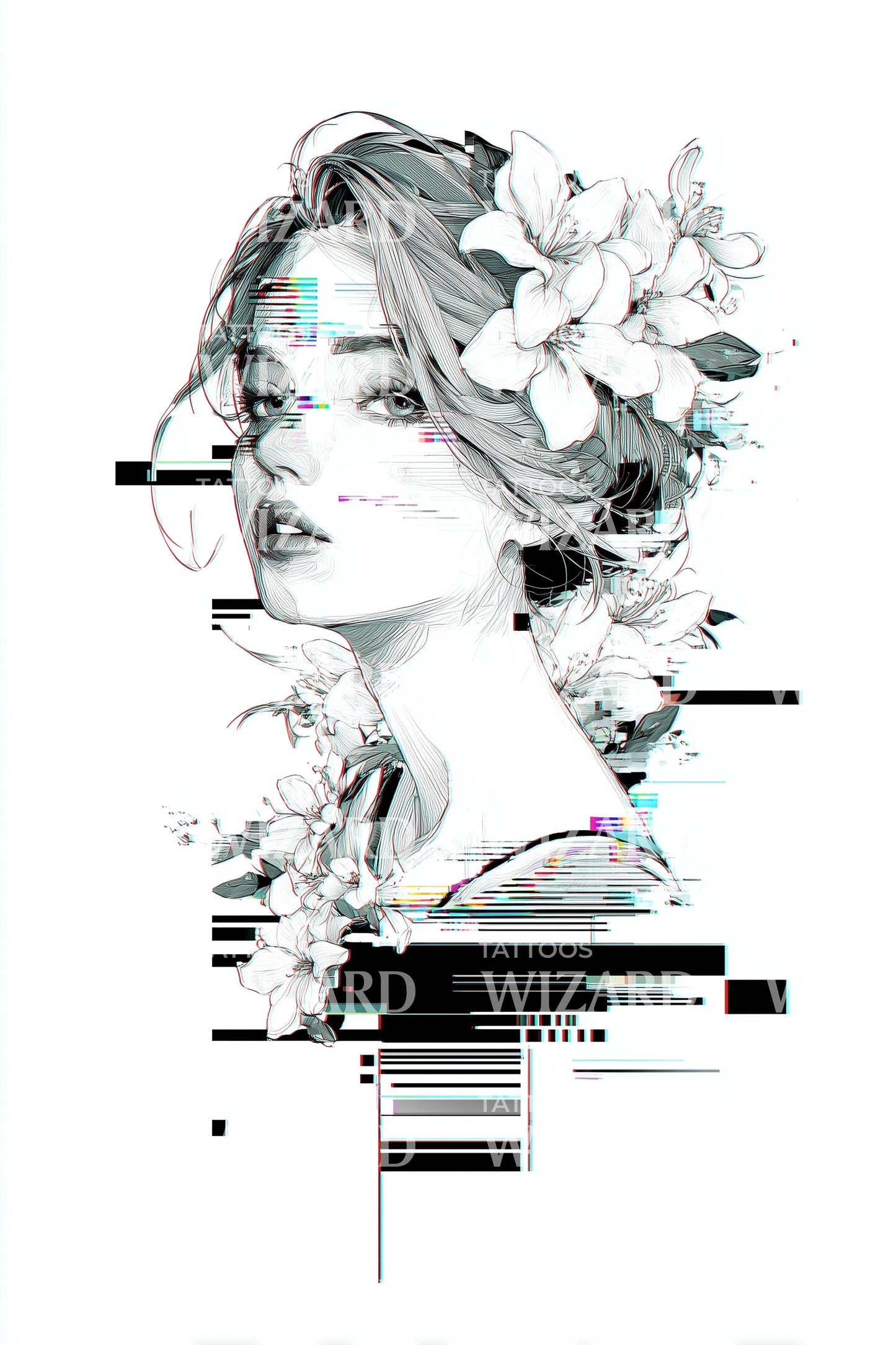 Design de tatouage déesse Pixel Shift