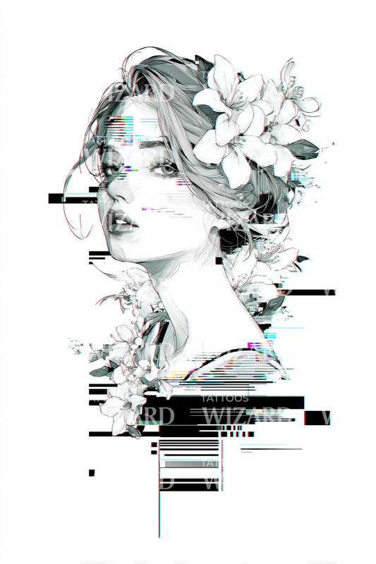 Design de tatouage déesse Pixel Shift