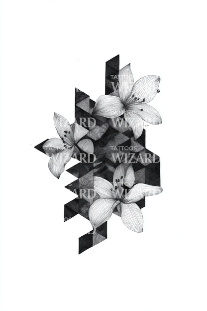 Diseño de tatuaje fragmento de flor pixelada