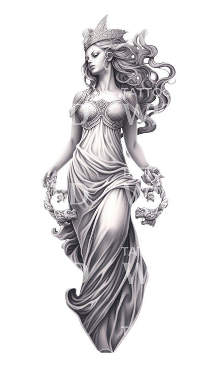 Black and Grey Greek Goddess Design