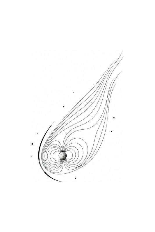 Tattoo-ontwerp met veldlijnen van de planetaire magnetosfeer