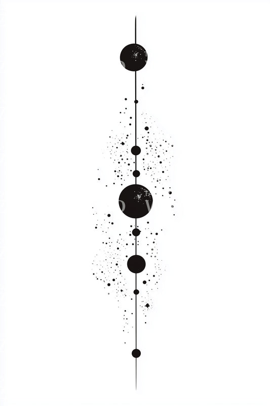 Planetary Alignment Line Tattoo Design
