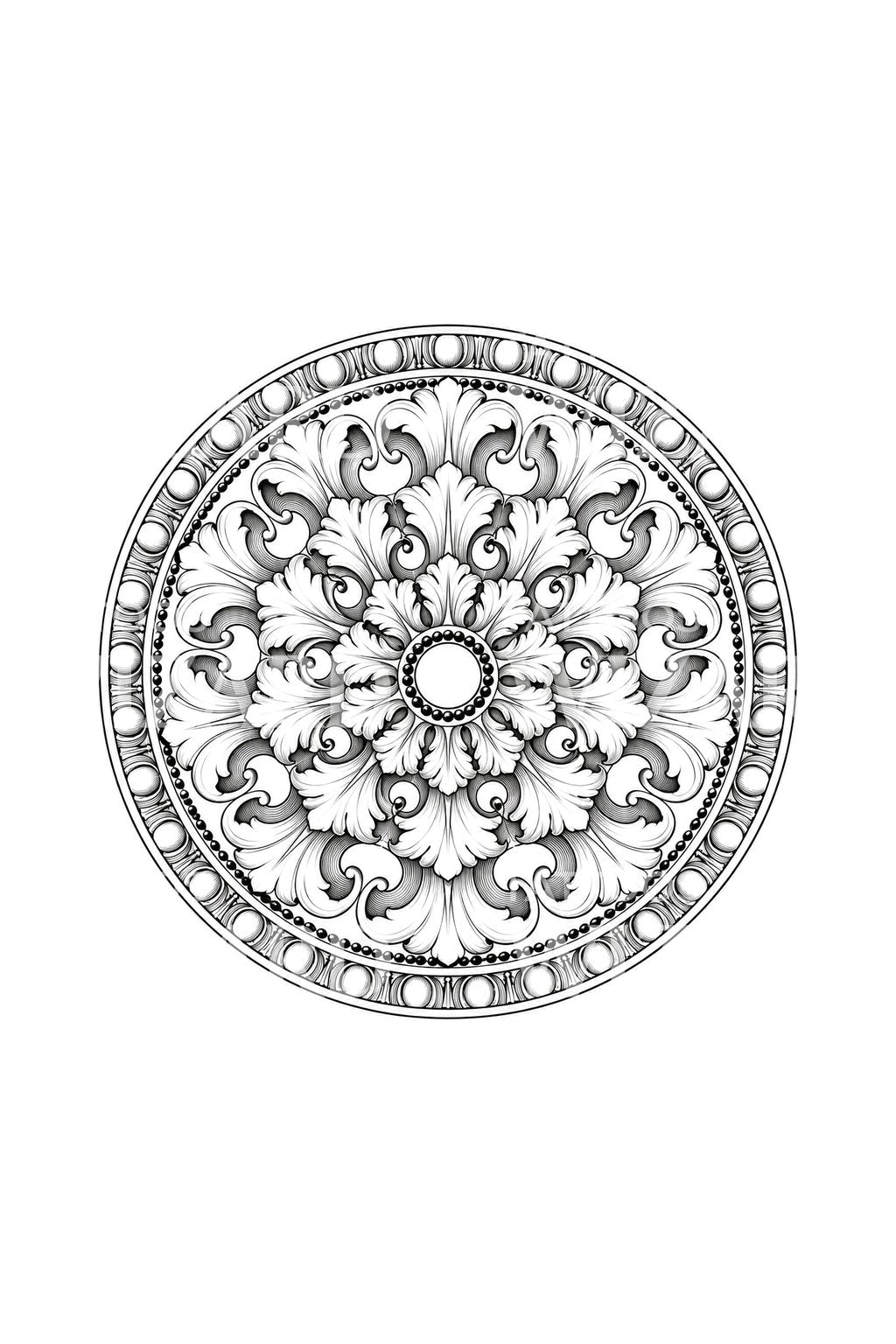 Tattoo-Design einer Stuck-Akanthus-Deckenrosette
