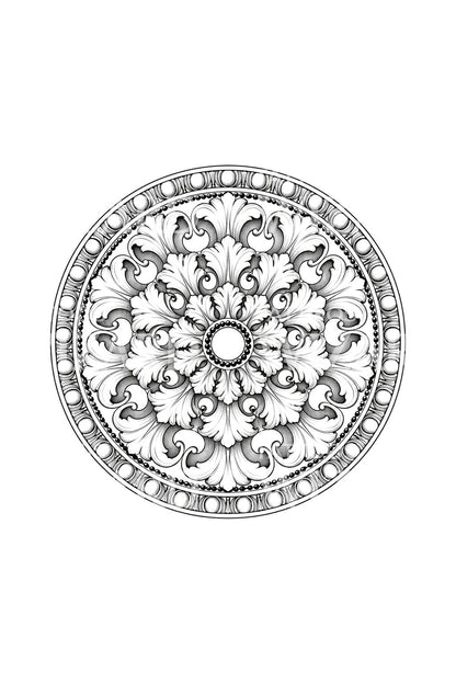 Tattoo-Design einer Stuck-Akanthus-Deckenrosette