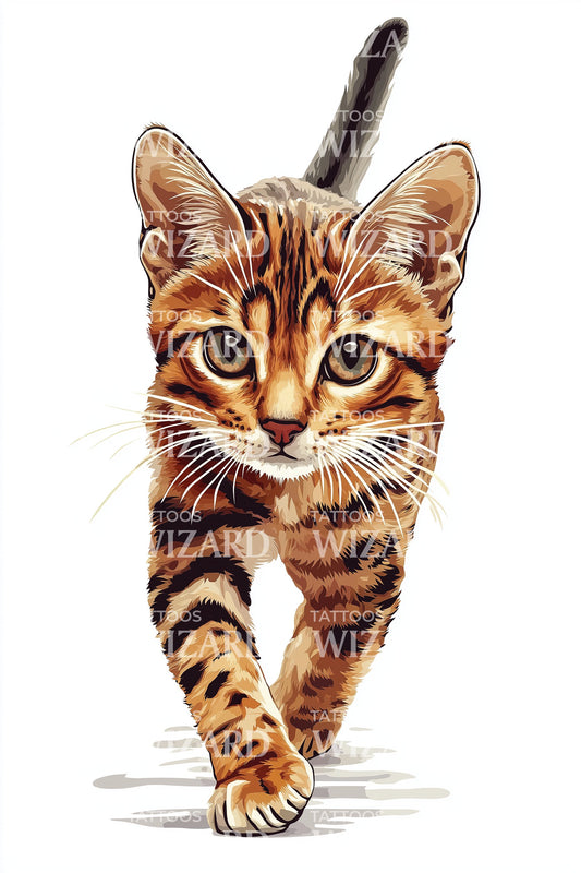 Playful Bengal Kitten Tattoo Design