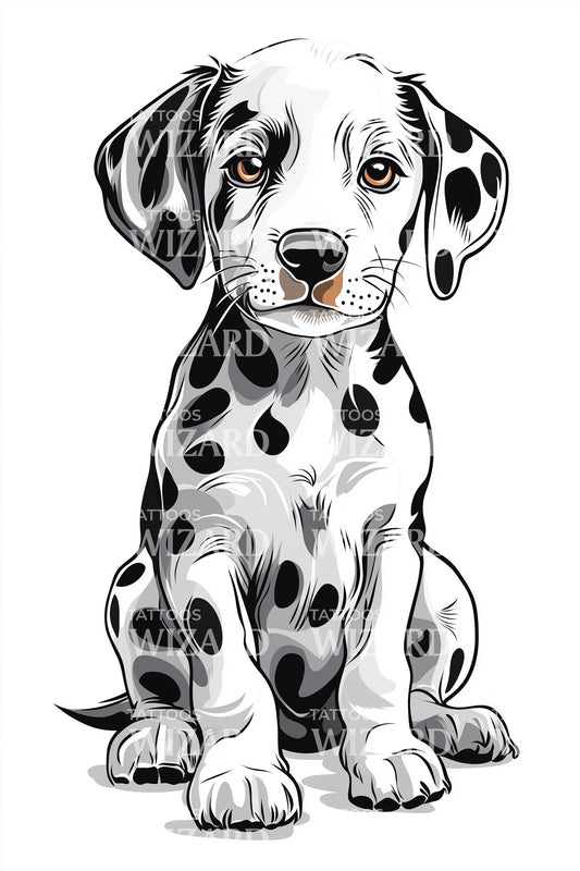 Playful Dalmatian Puppy Tattoo Design