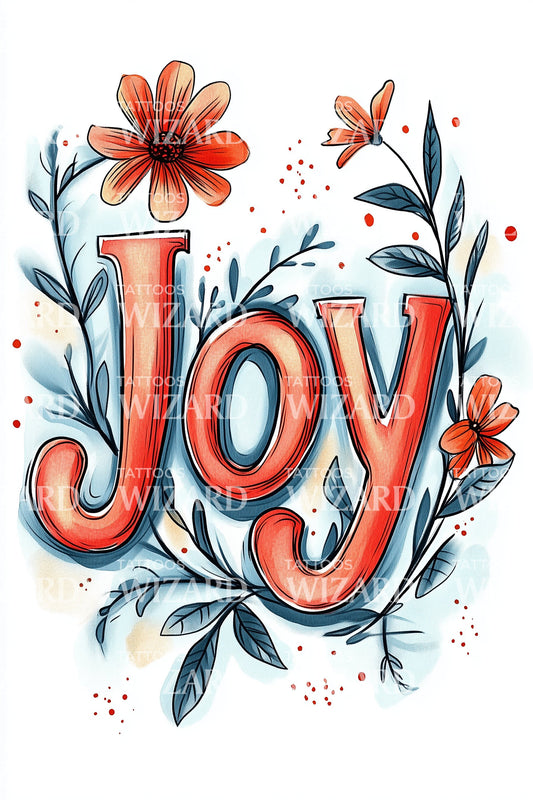 Playful Joy Script Tattoo Design