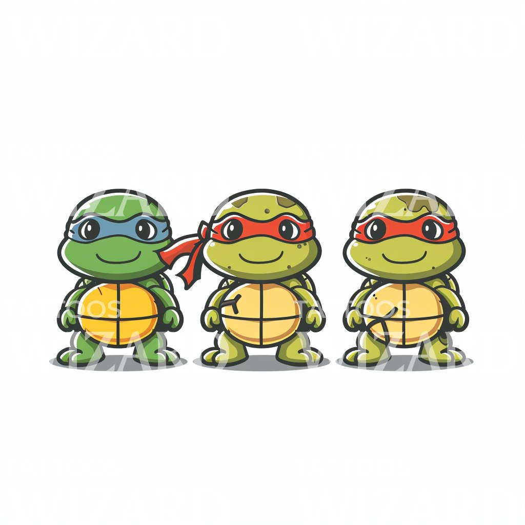 Playful Ninja Turtles Chibi Tattoo Idea