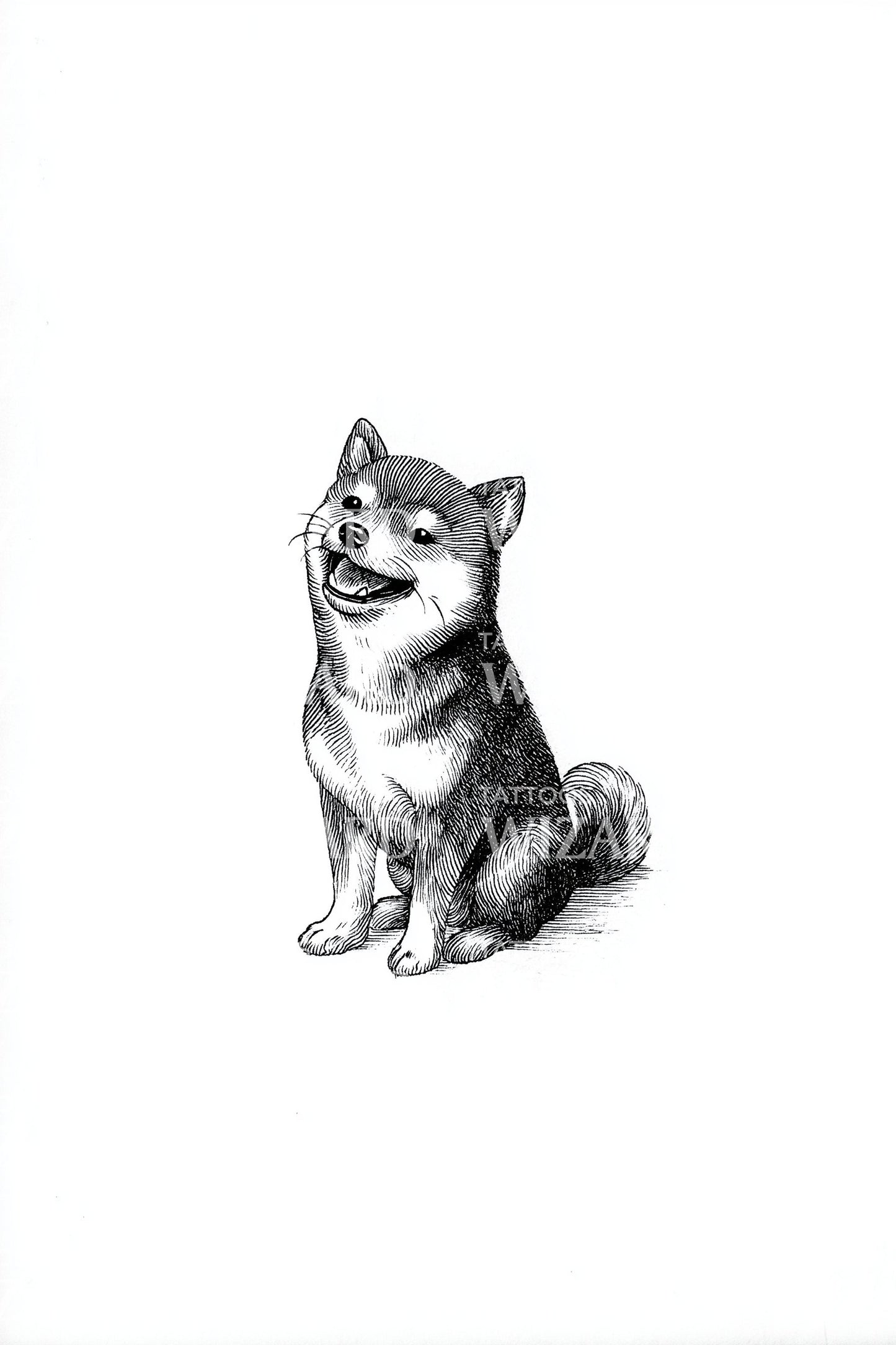 Desenho de Tatuagem de Filhote de Shiba Brincalhão
