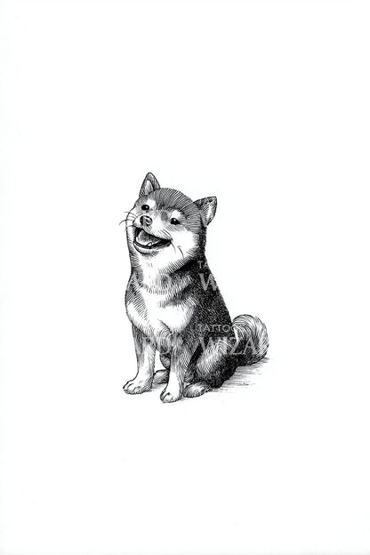 Design de tatouage chiot Shiba espiègle