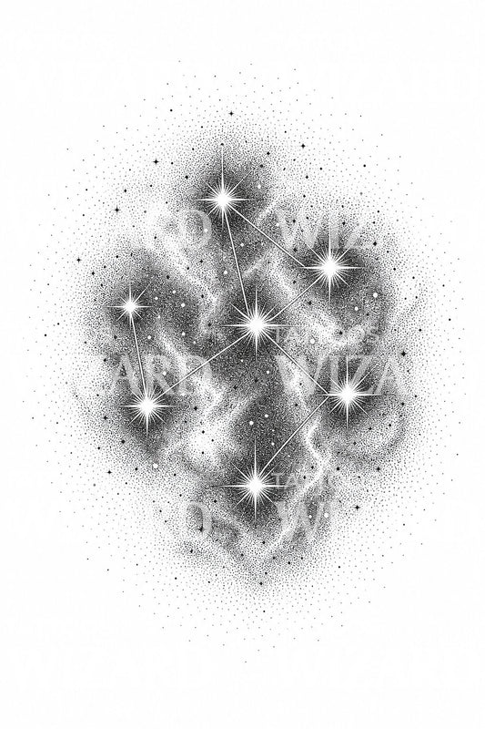 Pleiades Seven Sisters Tattoo Design
