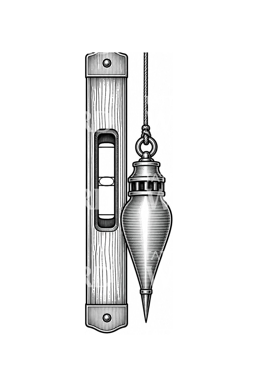 Plumb Bob and Spirit Level Tattoo Design