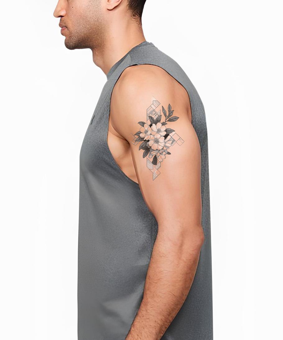 Abstract Plumeria Blocks Tattoo Idea