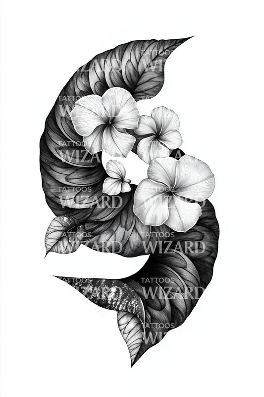 Idea tatuaggio foglia di plumeria arricciata
