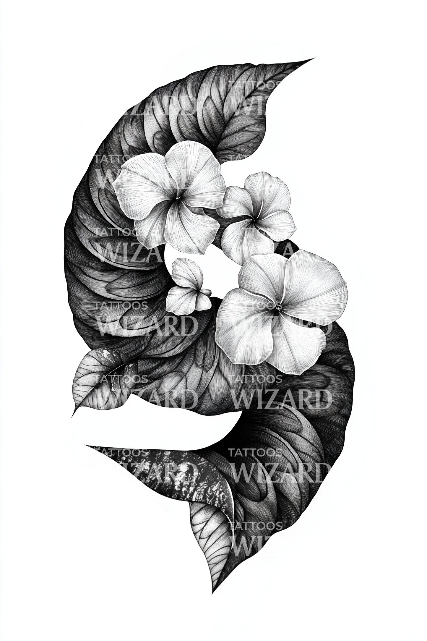 Plumeria Leaf Curl Tattoo Idea