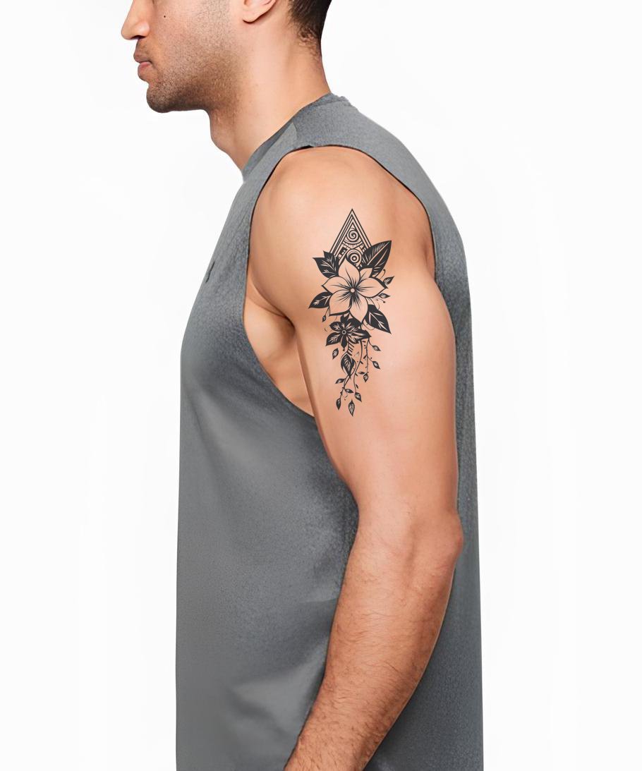 Geometric Plumeria Pendant Tattoo Design