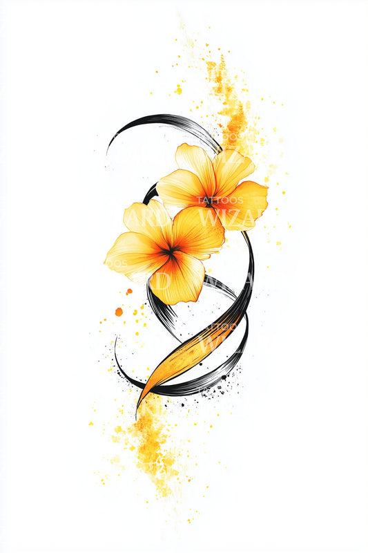 Design de Tatuagem Espiral de Fita Plumeria