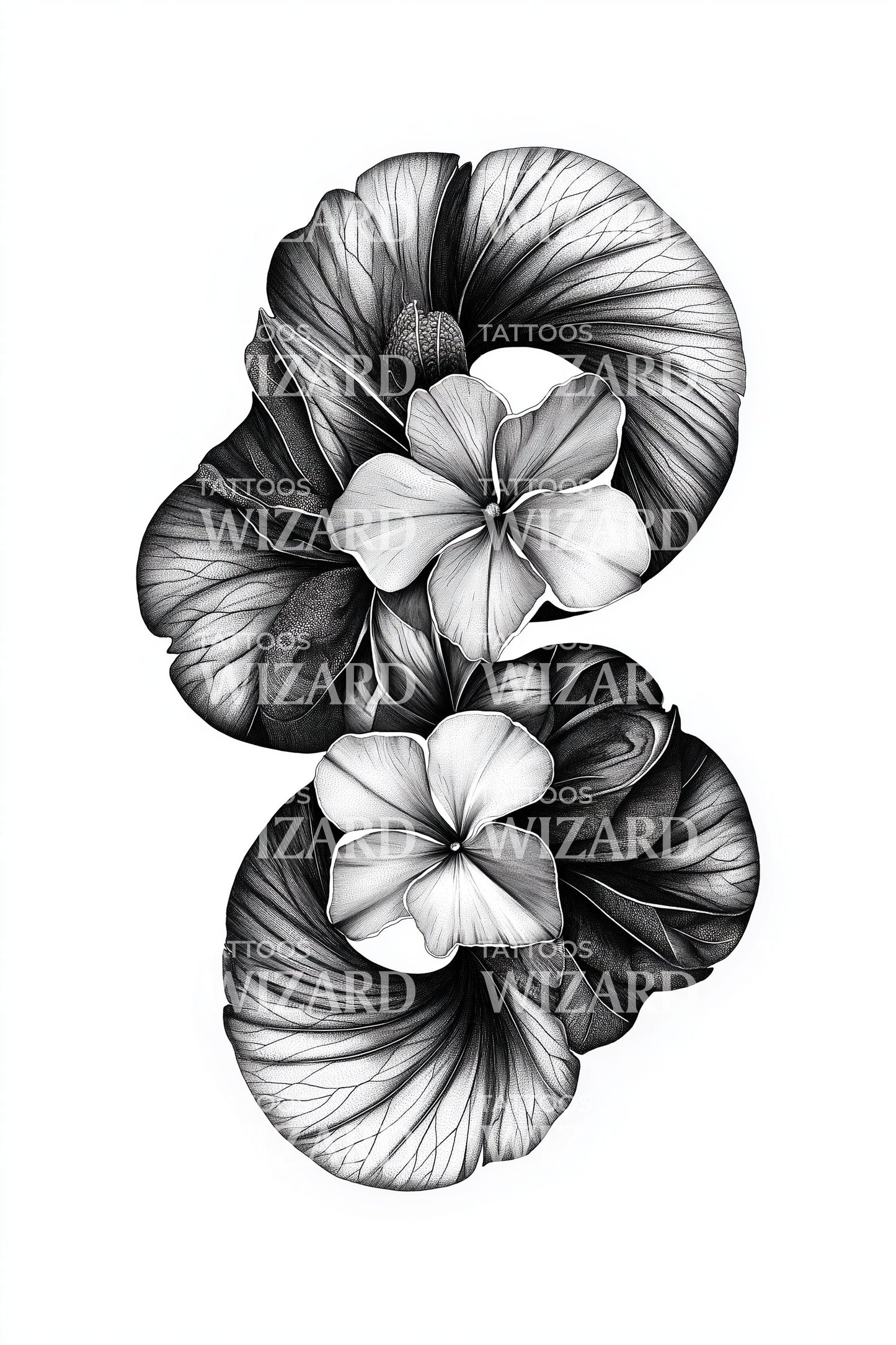 Plumeria Spiral Shell Tattoo Design