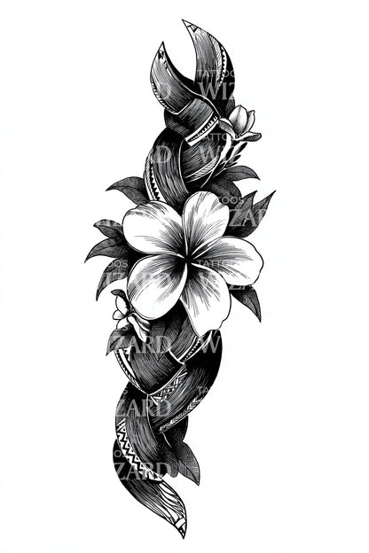 Plumeria Tribal Armband Tattoo Design