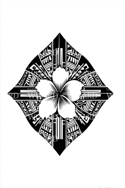 Plumeria Tribal Shield Tattoo Design