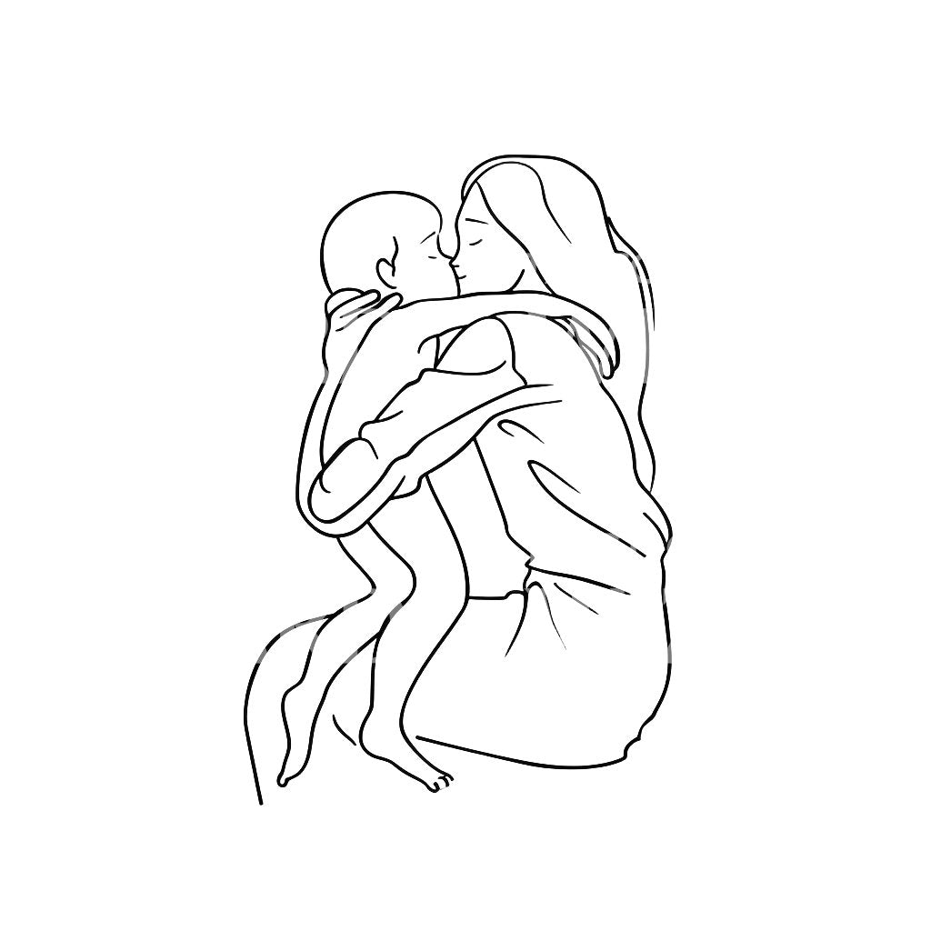 Mother and Son Hugging Tattoo Design