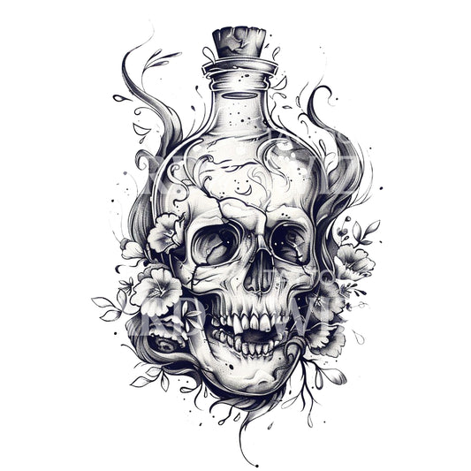 Poison Potion Skull Tattoo Design