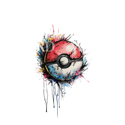 Pokeball in Watercolor Style Tattoo Idea