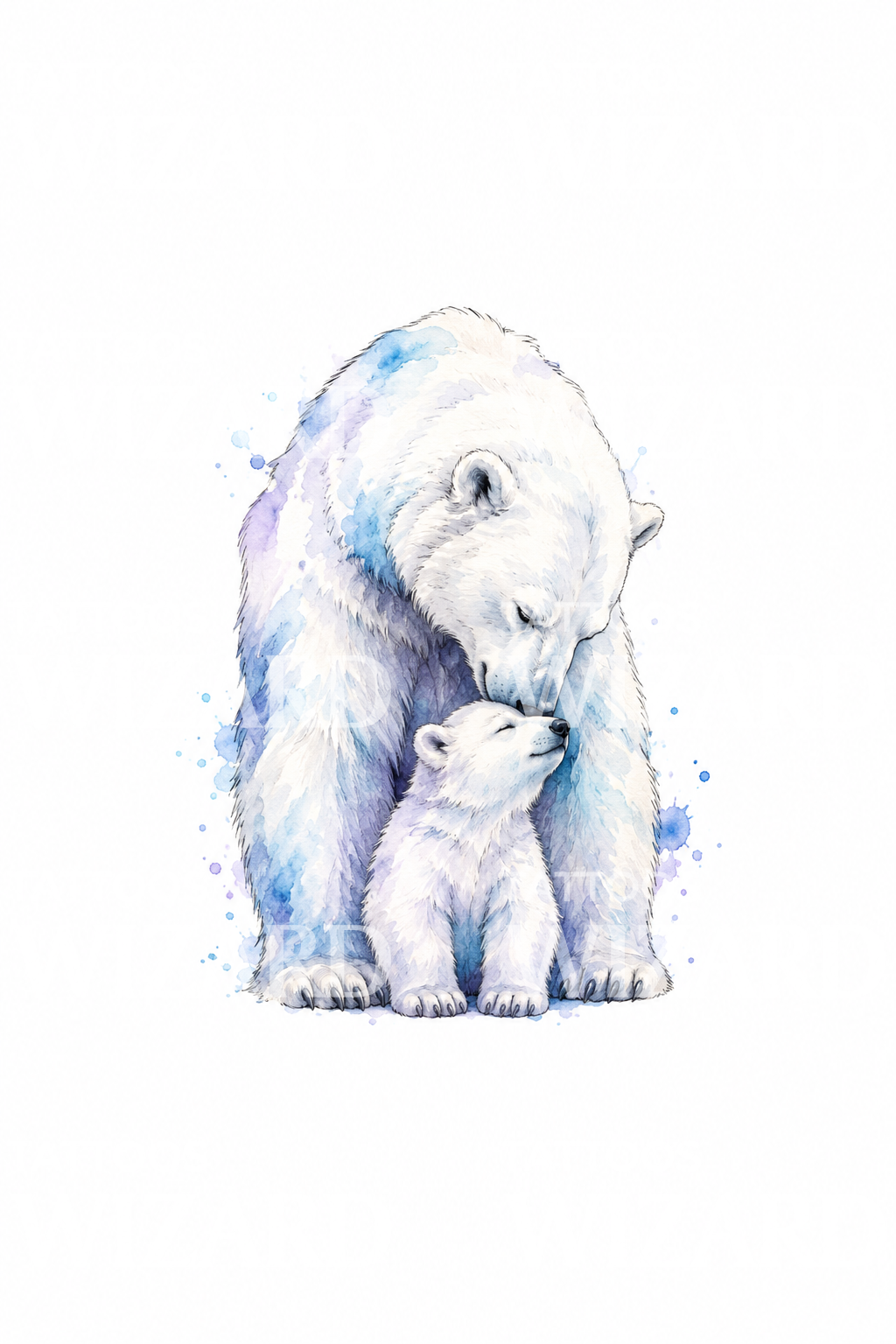 Aquarell-Tattoo mit Eisbär und Jungtier
