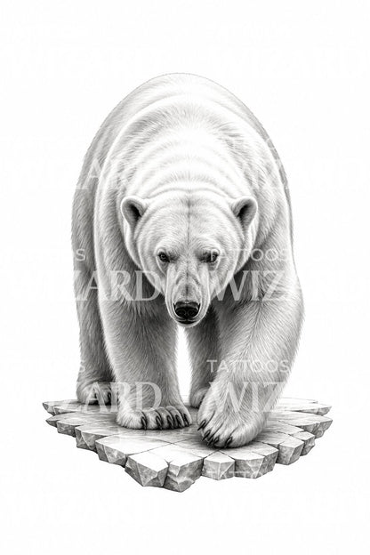 Polar Bear on Sea Ice Tattoo Design
