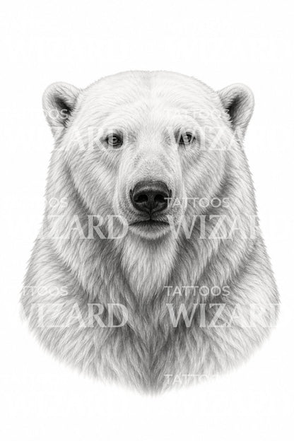 Polar Bear Portrait Tattoo Design